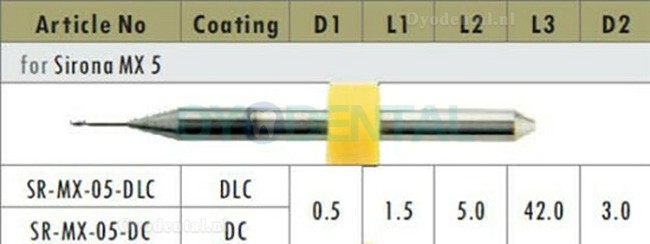 1PCS Dental Cad Cam Zirconia Freesblokken Fit Sirona MX5 0.5mm/1mm/2.5mm GEEN gecoat