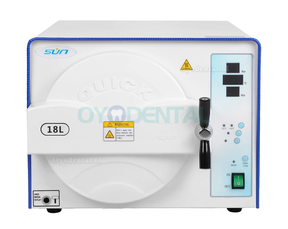 18L / 23L Sun Dental Autoclaaf Stoomsterilisator Klasse N Hoge druk op hoge temperatuur