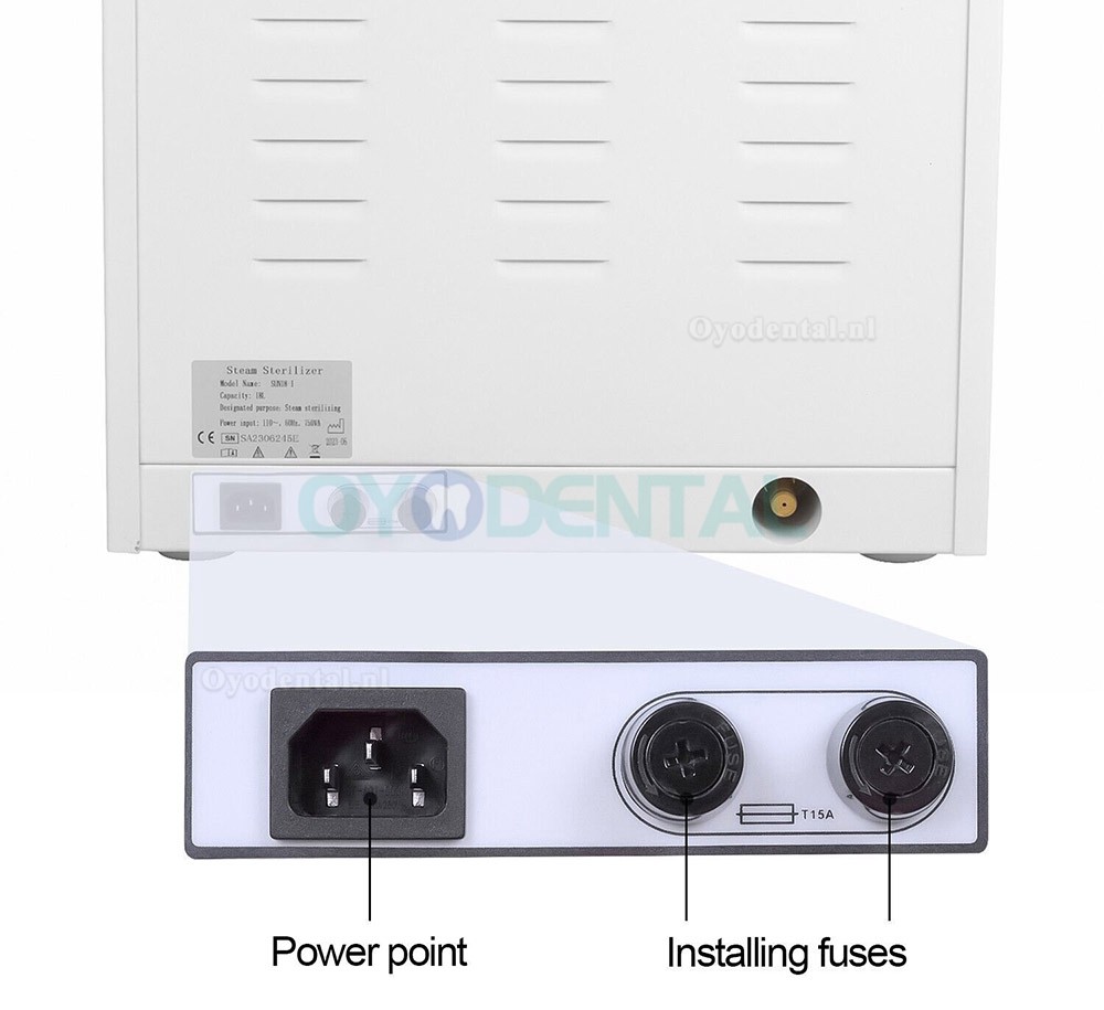 18L / 23L Sun Dental Autoclaaf Stoomsterilisator Klasse N Hoge druk op hoge temperatuur