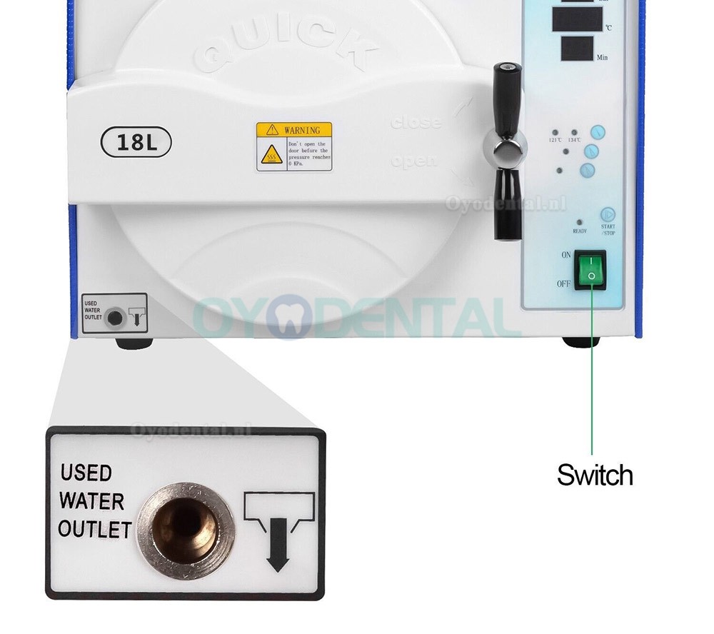 18L / 23L Sun Dental Autoclaaf Stoomsterilisator Klasse N Hoge druk op hoge temperatuur